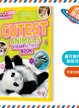 英文原版 Cutest Animals Sticker Activity Book 国家地理儿童最可爱的动物贴纸活动书 含1000个贴纸 英文版 进口英语原版书籍