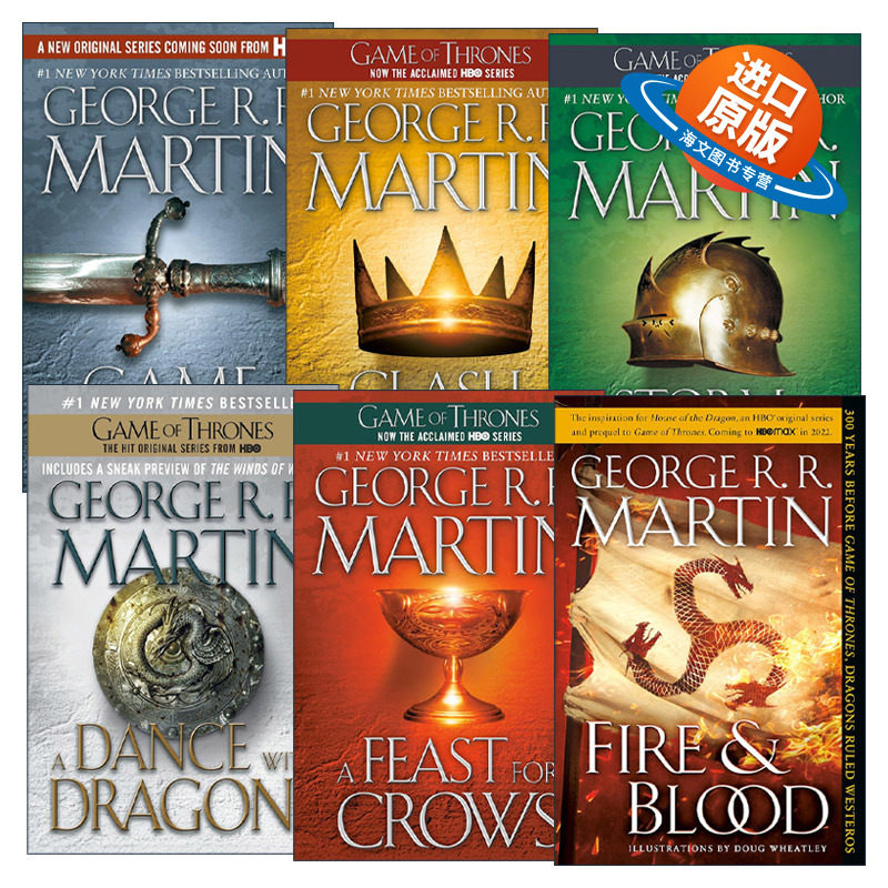 英文原版 A Song of Ice and Fire冰与火之歌平装系列 套装6册 奇幻小说 George R. R. Martin 英文版 进口英语原版书籍