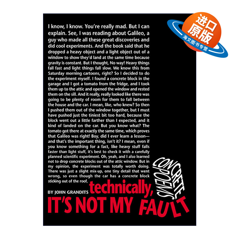 英文原版 Technically It's Not My Fault 严格来说这不是我的错 John Grandits诗集 英文版 进口英语原版书籍