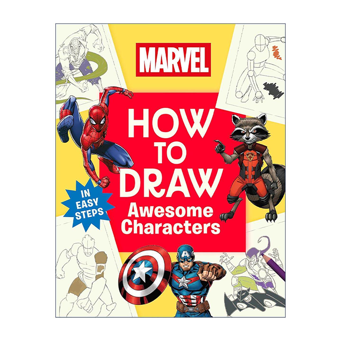 英文原版 Marvel How to Draw Awesome Characters DK漫威超酷角色绘制指南 复仇者联盟钢铁侠美国队长全彩绘画教程书 英文版