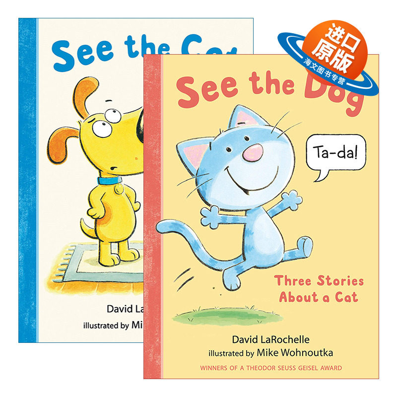 英文原版 See the Cat/Dog Three Stories About a Dog/Cat 看看那只猫/狗 关于狗/猫的三个故事 2册 儿童动物主题幽默绘本 英文版