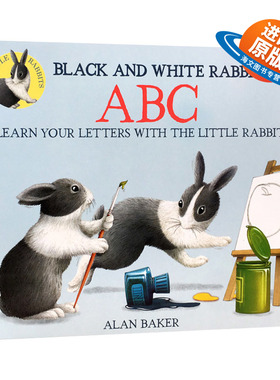 英文原版绘本 黑色和白色的兔子的ABC Black And White Rabbit'S ABC 平装绘本3-6岁儿童启蒙 英文版 进口英语原版书籍儿童外文书