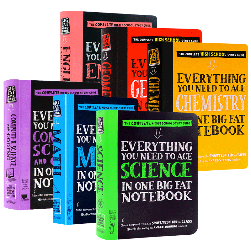 美国中学生优等生笔记6册 化学几何学数学科学计算机编码 英文原版 Everything You Need to Ace Science Math 学霸笔记 英文版