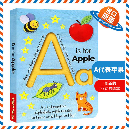 英文原版绘本 A is for Apple A代表苹果 自然拼读纸板书 儿童早教 英文版 进口英语原版书籍