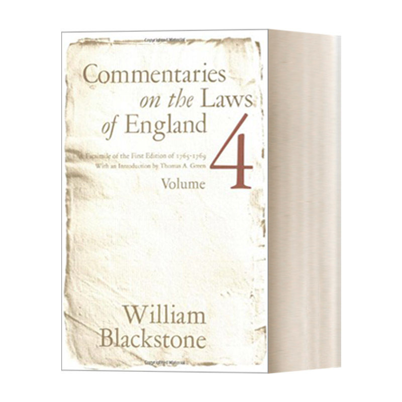 英文原版 Commentaries on the Laws of England  Volume 4 英国法释义 卷四 William Blackstone 英文版 进口英语原版书籍
