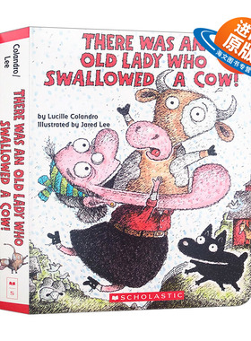 英文原版 There Was an Old Lady Who Swallowed a Cow 有个老婆婆吞了一头牛 纸板书绘本 英文版 进口英语原版书籍