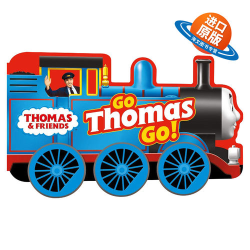 托马斯小火车造型书 英文原版 Thomas and Friends Go Thomas Go 儿童早教益智英语启蒙纸板书 玩具书 轮子可跑 英文版进口书籍