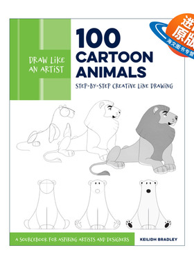 英文原版 Draw Like an Artist 100 Cartoon Animals 像艺术家一样画画 100个卡通动物 英文版 进口英语原版书籍