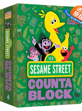 英文原版绘本 Sesame Street Countablock An Abrams Block Book 芝麻街计数书 受欢迎儿童电视节目主题数数启蒙翻翻纸板绘本3-6岁