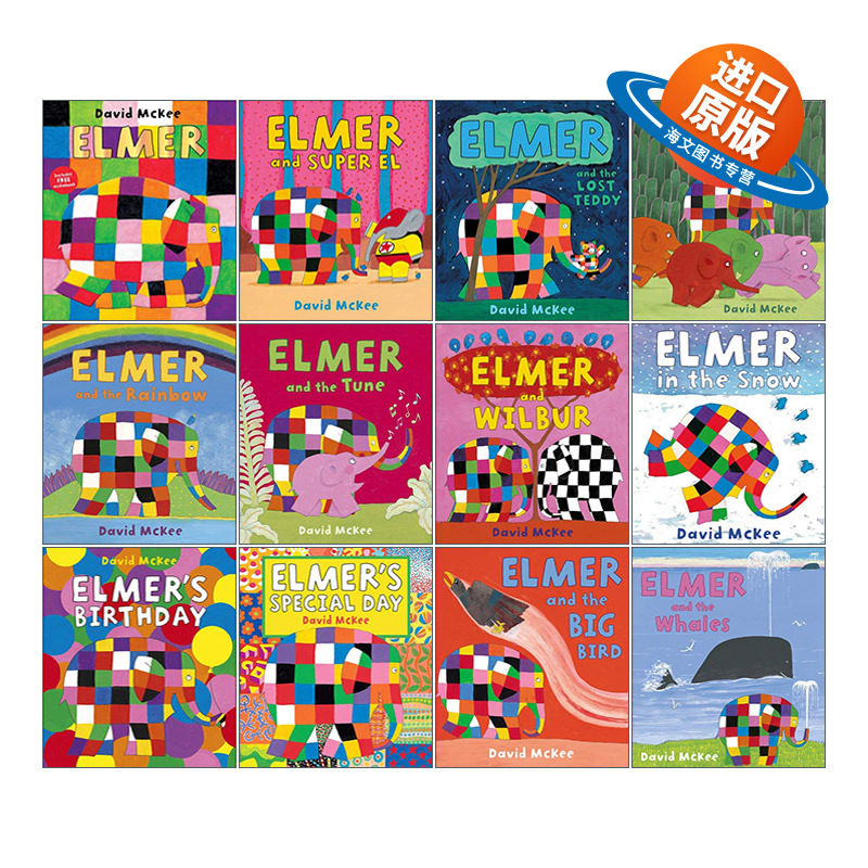 英文原版绘本 Elmer's Stories David Mckee 花格子大象艾玛故事12册套装 英文版 进口英语原版书籍