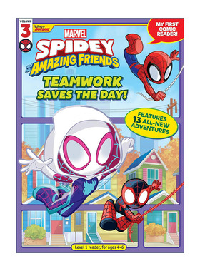 英文原版 Spidey and His Amazing Friends Teamwork Saves the Day 蜘蛛侠和他的神奇朋友 团队合作拯救了一天 儿童漫威漫画绘本
