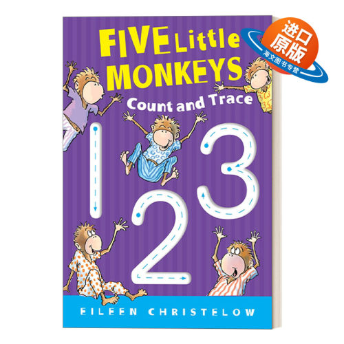 英文原版绘本 Five Little Monkeys Count and Trace 五只小猴子学数数 纸板书 英文版 进口英语原版书籍