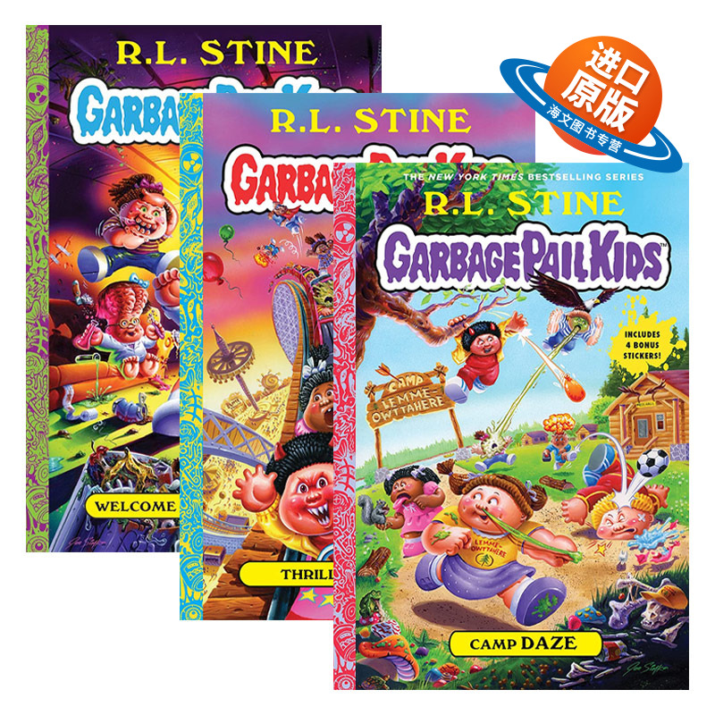 英文原版 Garbage Pail Kids 垃圾桶小子系列1-3册 欢迎来到史摩维尔 惊险和寒战 屠杀营 精装 英文版 进口英语原版书籍