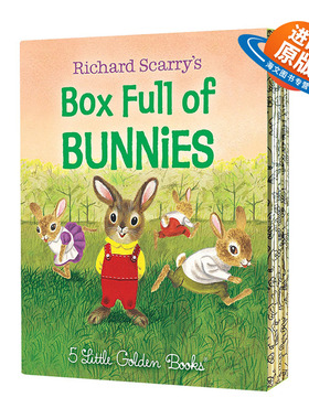 英文原版 Richard Scarry's Box Full of Bunnies 斯凯瑞兔子绘本5本盒装 精装小金书绘本 I am a Bunny 英文版 进口英语原版书籍