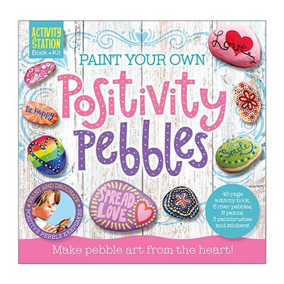 英文原版 Paint Your Own Positivity Pebbles 手绘正能量鹅卵石DIY手工创意礼盒全彩指导手册+6块适合手绘的鹅卵石+无毒环保颜料