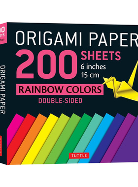 英文原版 Origami Paper 200 sheets Rainbow Colors 6