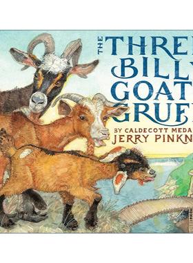 英文原版 The Three Billy Goats Gruff 三只山羊嘎啦嘎啦 精装图画书 插画师杰里.平克尼 凯迪克奖得主 英文版 进口英语原版书籍