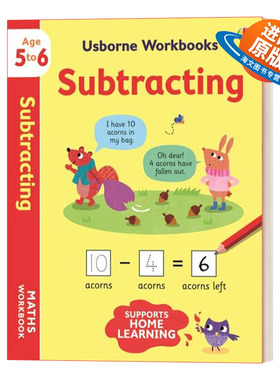 英文原版 Usborne Workbooks Subtracting 5-6 尤斯伯恩减法练习册5-6岁 英文版 进口英语原版书籍