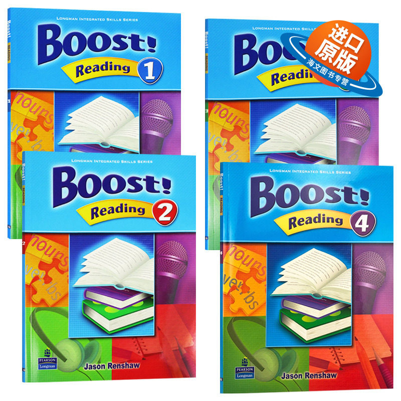 英文原版 Boost Reading 1-4 培生朗文中学英语教材 阅读分级强化训练4册 阅读练习技能培训学生用书 小学中高年级 初中 英文版书