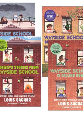 英文原版 Wayside School 歪歪路小学系列1-4册 章节桥梁书 荒诞故事 我们的学校要倒了 新来的代课老师英文版 进口英语原版书籍