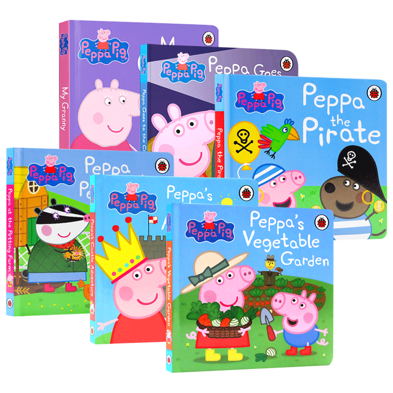 小猪佩奇纸板书6册 英文原版绘本 Peppa Pig 小瓢虫儿童英语启蒙读物 小猪佩琪 粉红猪小妹 Ladybird 英文版进口原版书籍