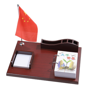 汇星文具 木质台历架定制logo广告 老板办公室桌面摆件装饰品 高档笔筒名片盒送台历2026年送礼佳品