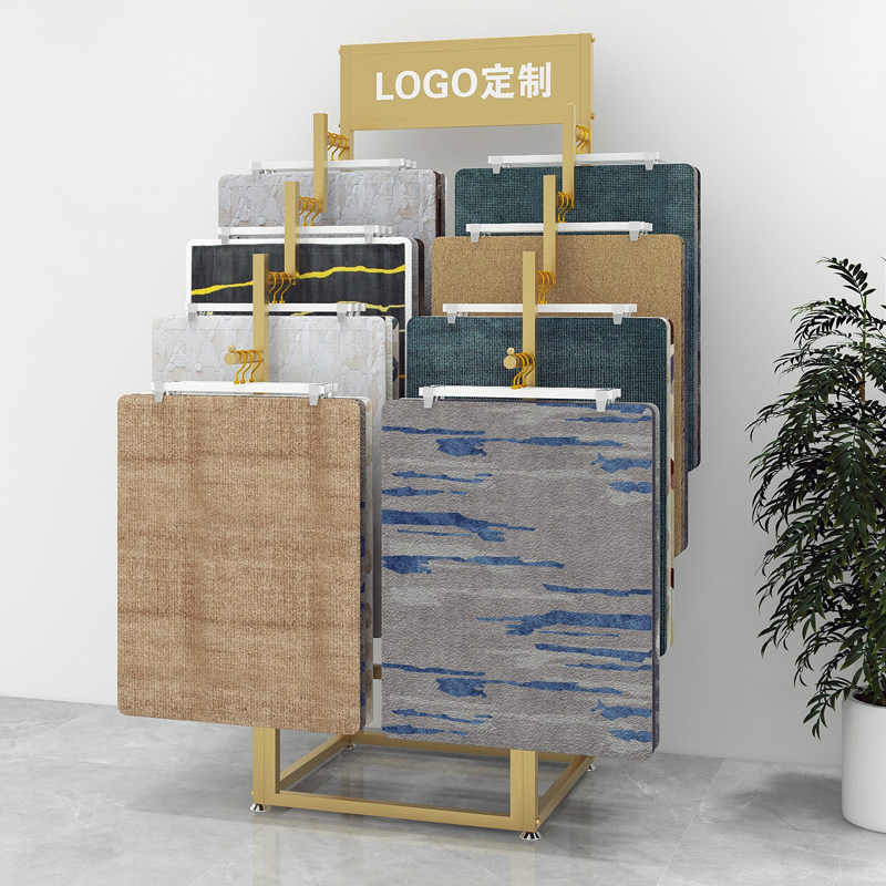 金属地毯展示架家纺超市商场店铺陈列柜可拆装定制LOGO展示柜