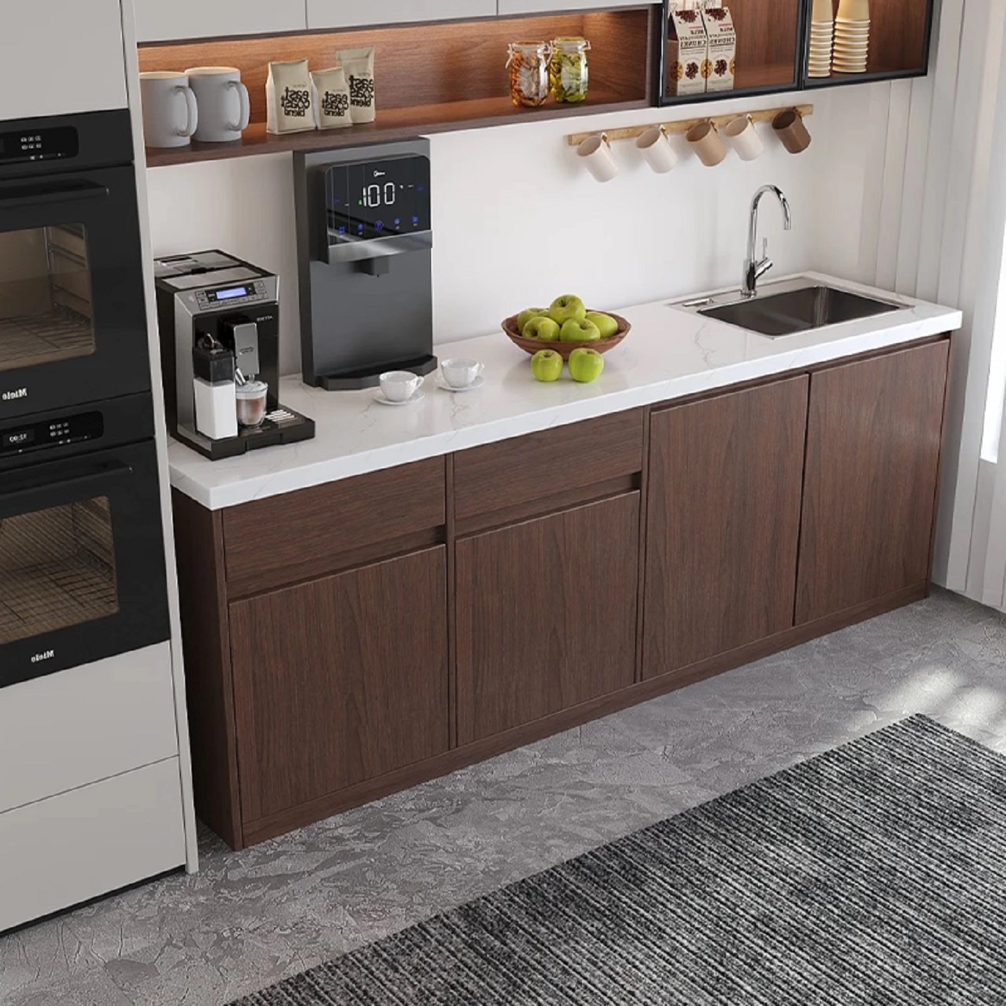 办公室水吧台一体柜靠墙餐边柜收纳柜子茶吧台储物柜咖啡店吧台柜