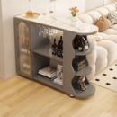 奶油风实木岩板吧台桌餐边柜一体家用小户型酒柜客厅沙发隔断柜子