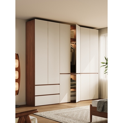 分段式橡木全实木质衣柜卧室家用收纳柜子经济型大容量储物大衣橱