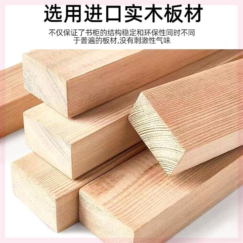 新款豪华简易l型松木实木转角电脑桌家用带书柜一体组合学生书桌