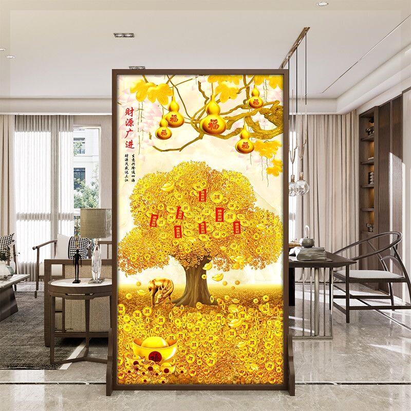 新中式实木屏风隔断客厅遮挡入户门玄关家用葫芦办公室茶室座屏
