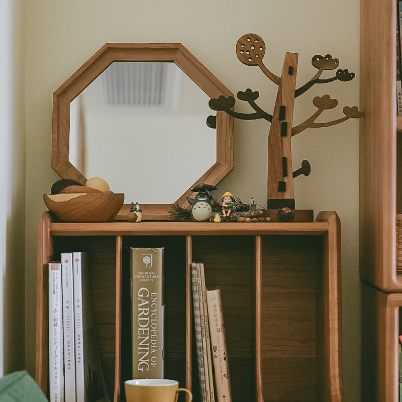 乡村风樱桃木框装饰壁挂梳妆镜子