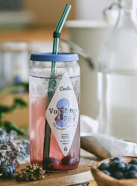 GOING HOME带盖吸管水杯高颜值女生夏季雪碧易拉罐耐高温玻璃杯子