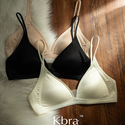Kbra牛奶缎法式深V领内衣女夏