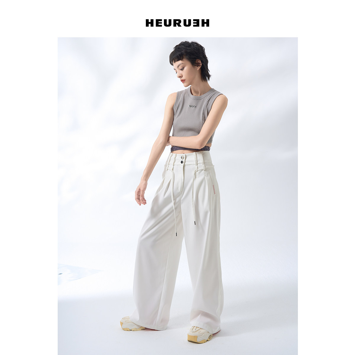 HEURUEH SS25春夏新品 阔腿裤女休闲长裤