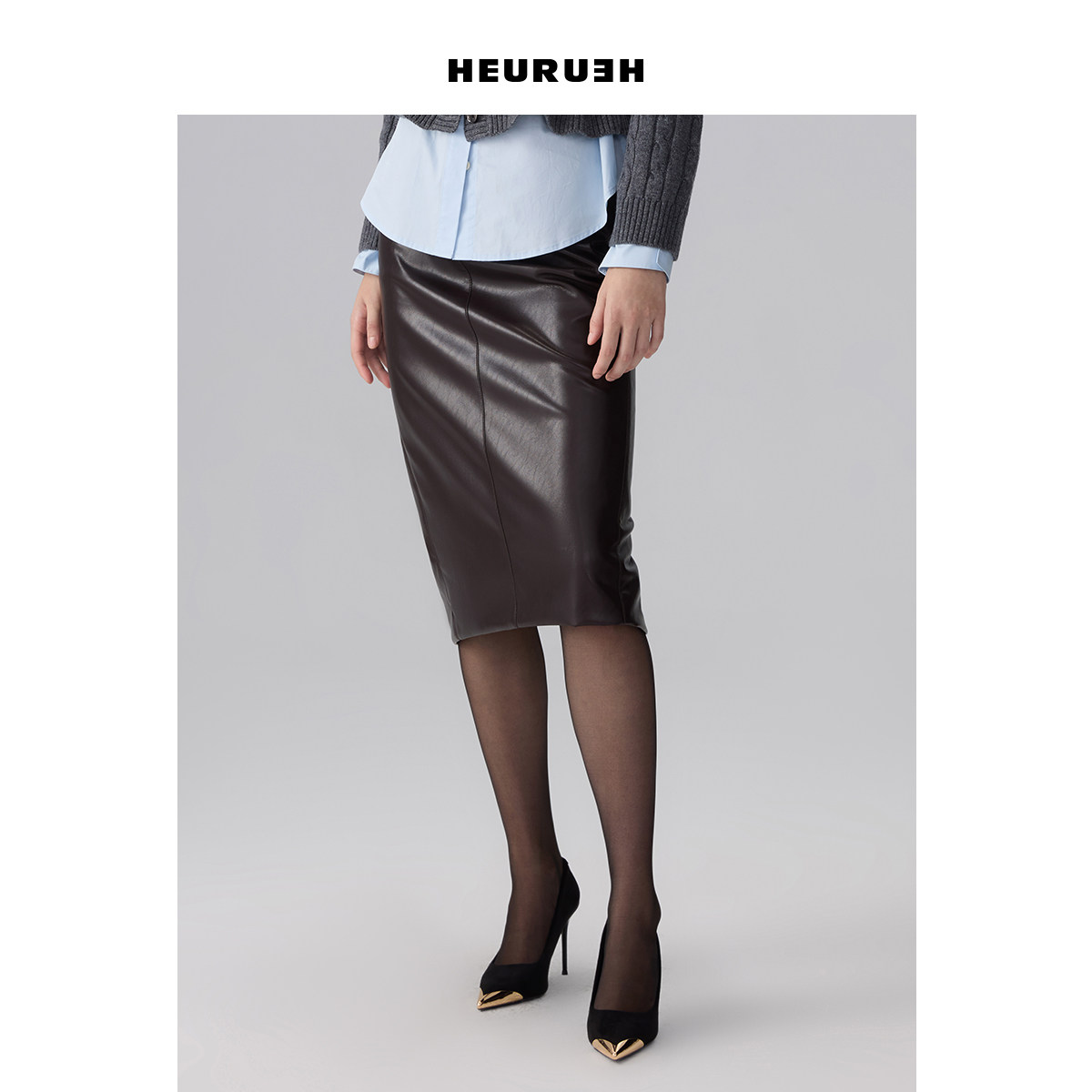 HEURUEH仿皮半裙半身裙