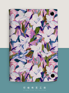 爱意永恒桔梗花布艺笔记本紫色活页可拆日系手账本定制女孩日记本