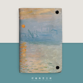 莫奈日出情侣本子恋爱记录印象派艺术日记本成人布艺活页手帐本子
