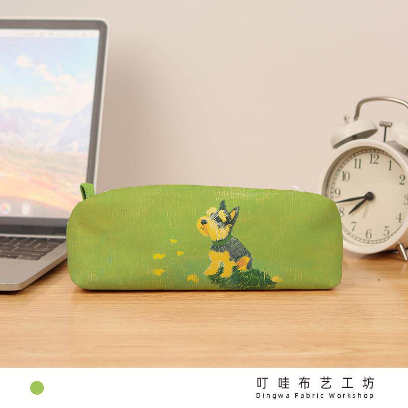 草地上的狗狗大容量笔袋定制日式插画铅笔袋高颜值文具收纳袋学生