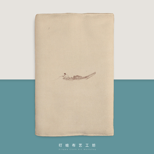 寒江独钓图禅意笔记本本子中国风复古布面本书衣手账本保护套定制