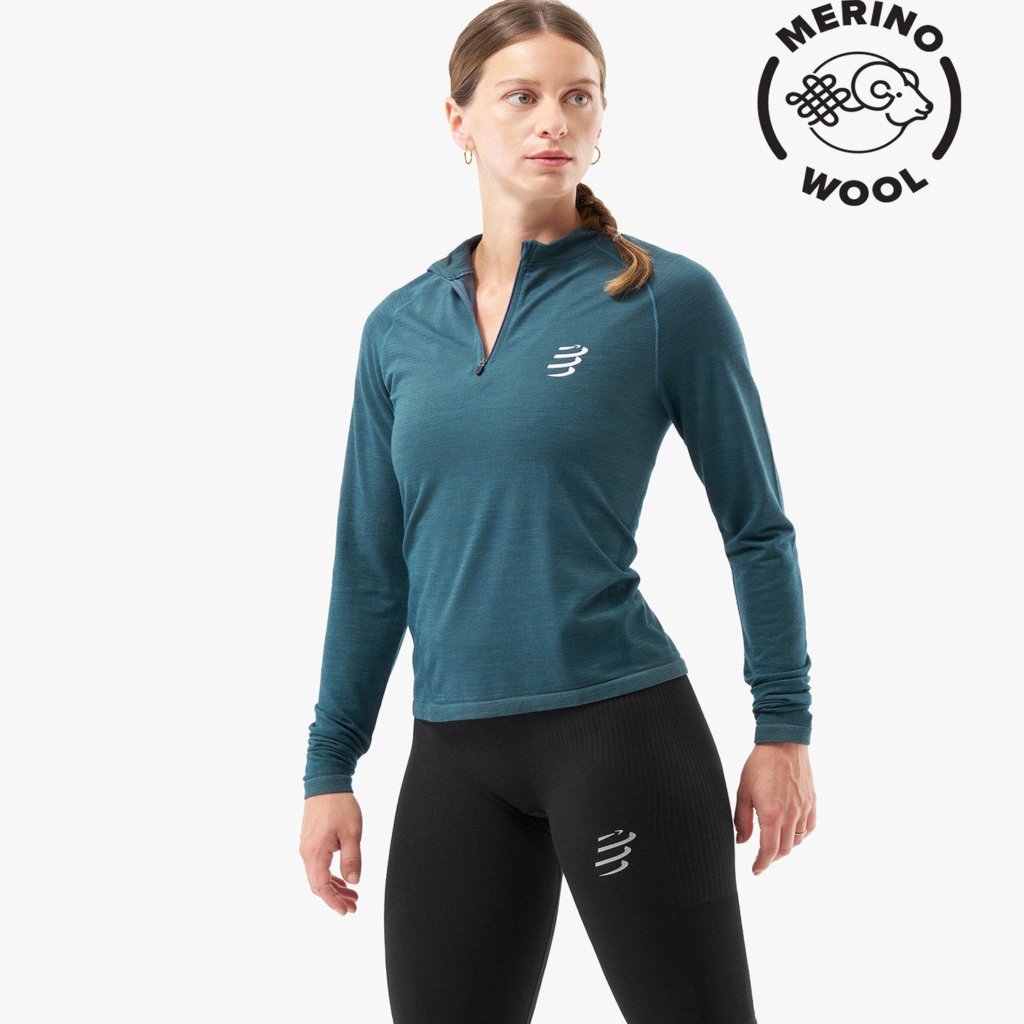COMPRESSPORT越野半拉链长袖女TRAIL HZ LS Tshirt秋冬羊毛保暖