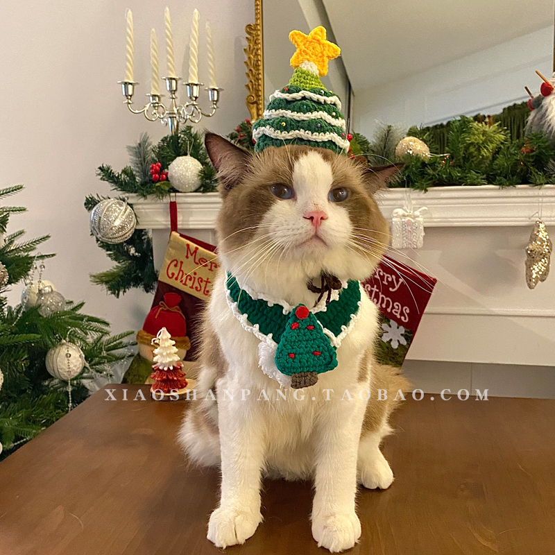 【小山胖】宠物猫咪狗狗圣诞节衣服围巾围脖帽子头饰头套装饰