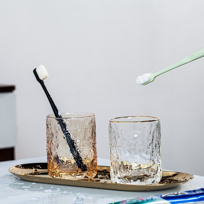 轻奢玻璃漱口杯酒店宾馆客房洗漱杯家用情侣刷牙杯一对带托盘套装,家庭/个人清洁工具,洗漱杯,淘宝优惠券,粉丝福利购,淘宝优惠卷