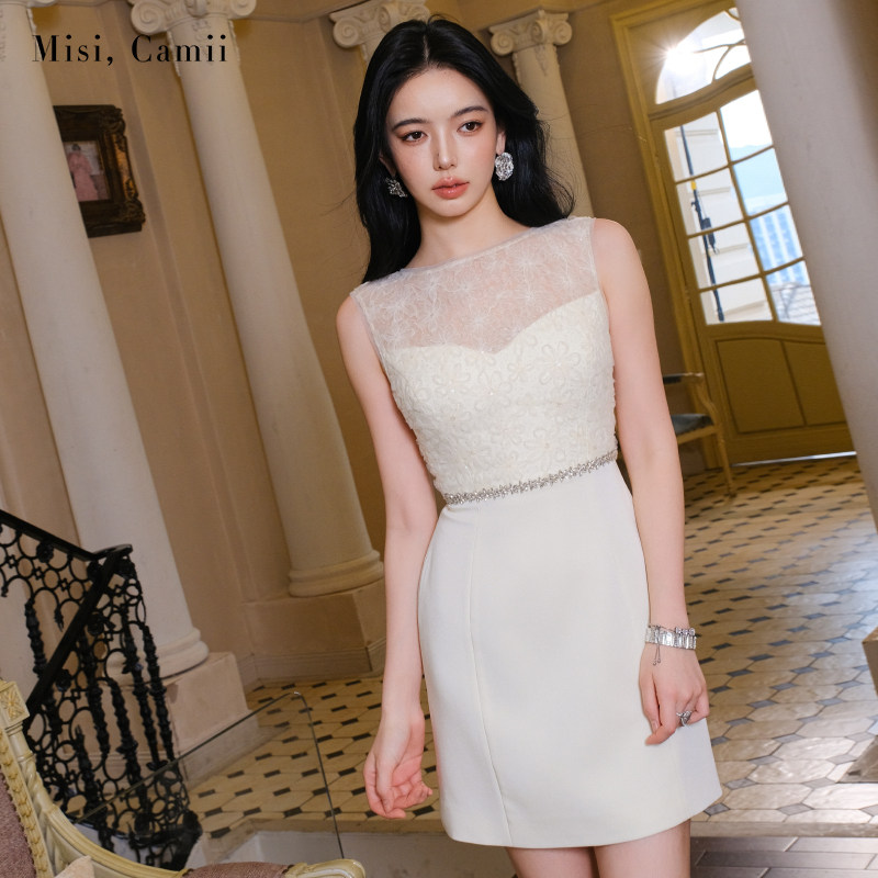 Misi.Camii钻饰珠片绣花连衣裙