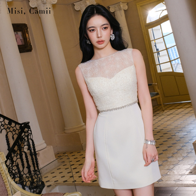 Misi.Camii钻饰珠片绣花连衣裙