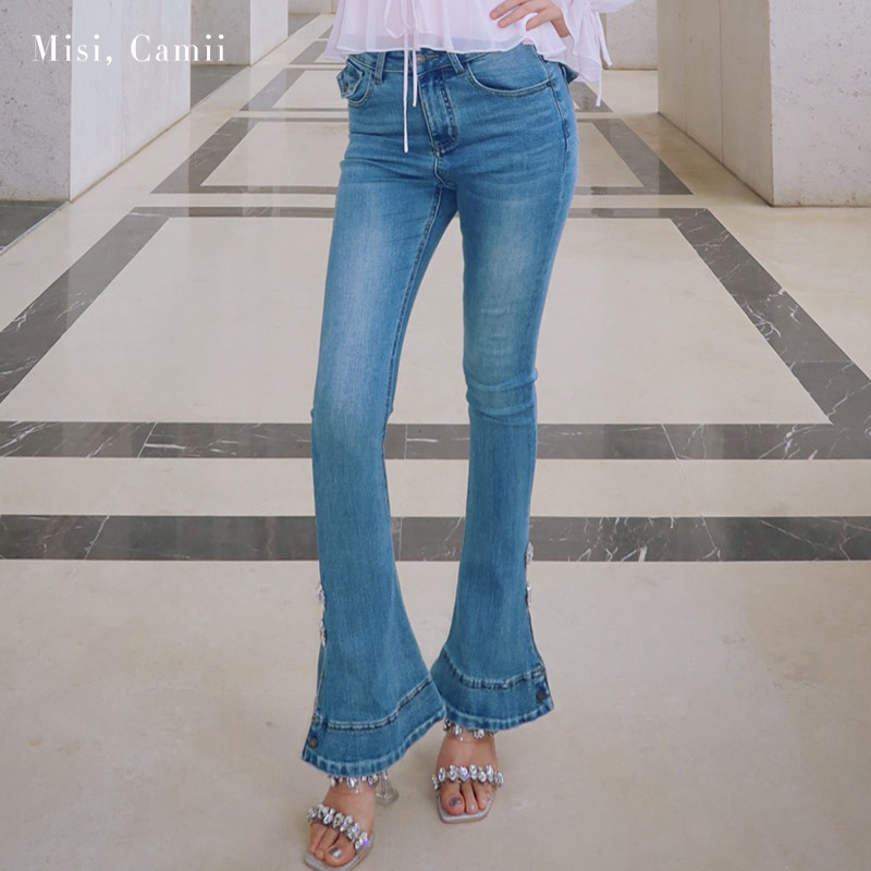 Misi.Camii2026早春新款女装星星扣马蹄微喇牛仔裤轻奢风时尚穿搭