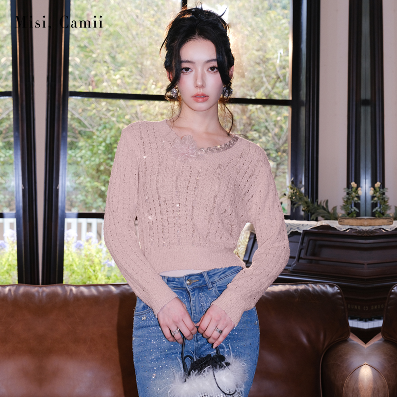 Misi.Camii立体花朵毛针织衫