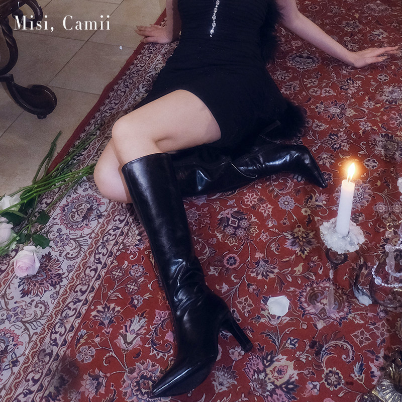 拉链高跟靴尖头Misi.Camii时尚