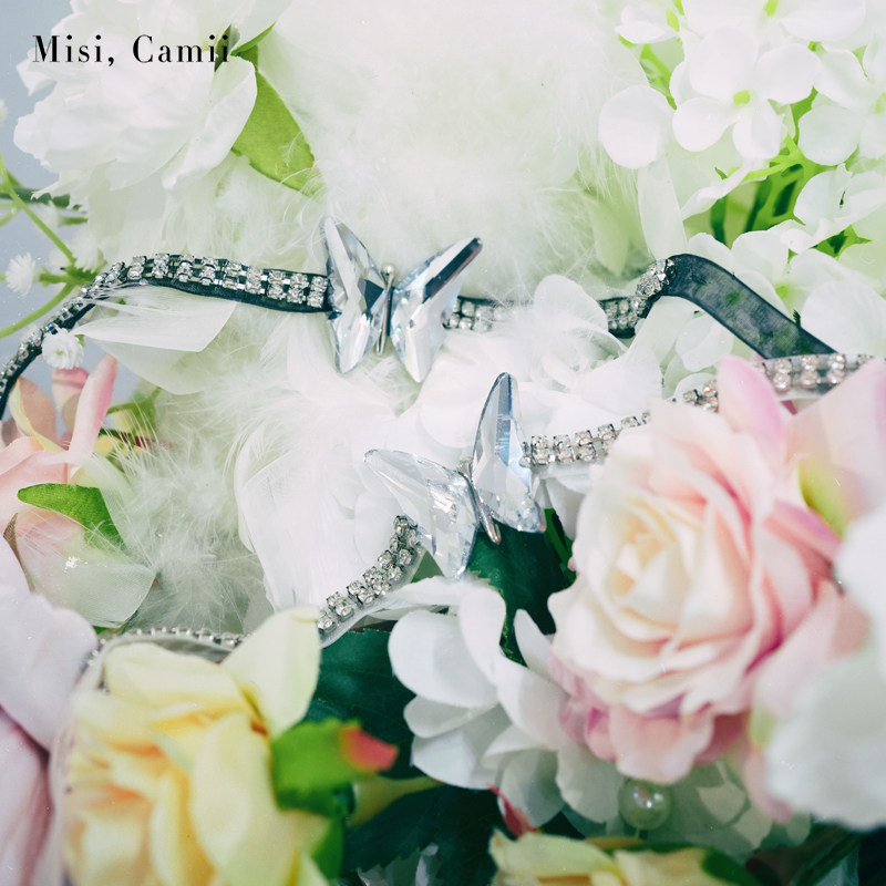 Misi.Camii新款名媛网红蝴蝶钻链丝带腰链礼服穿搭气质配饰女